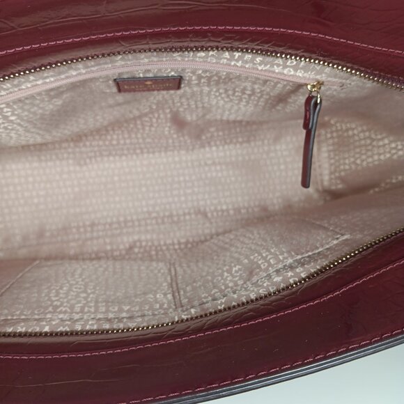 Kate Spade Croc Embossed Bristol Drive Elissa Maroon Leather Tote Bag - Picture 12 of 13